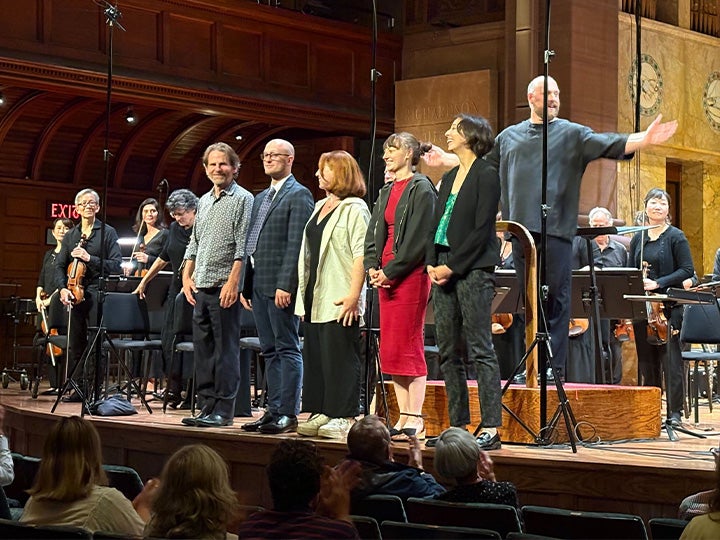 2025 Cone Institute Composers and Steven Mackey receiving applause after the Cone Concert in Princeton
