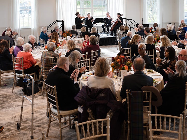 New Jersey Symphony donors and trustees watching a chamber performance at a Donor Appreciation Event