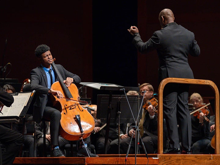 Sterling Elliott performing with Joseph Young and the New Jersey Symphony