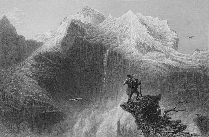 Switzerland - The summit of The Jungfrau (Scene from Manfred). Bartlett, 1836.jpg